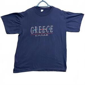 Greece Navy Blue Cotton T-Shirt Made In Greece Super Soft And Comfy Size L